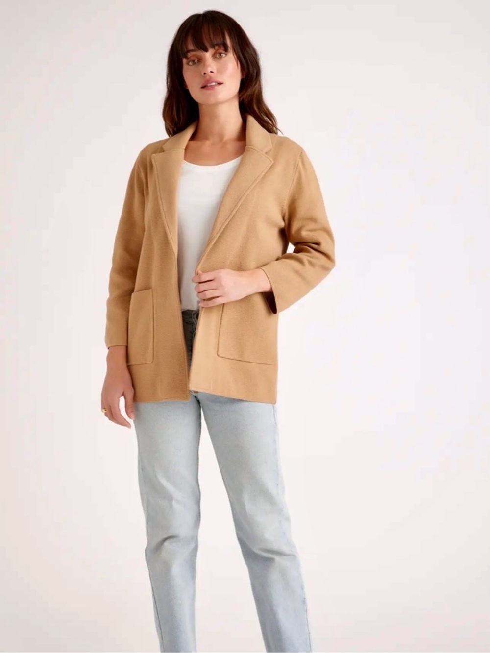 J. Crew Camel Knit Blazer with Patch Pockets, size small